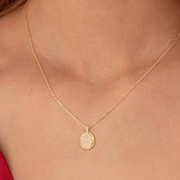 Neiman Marcus 14k Gold Plated Hamza Hand Necklace - Picture 4 of 4